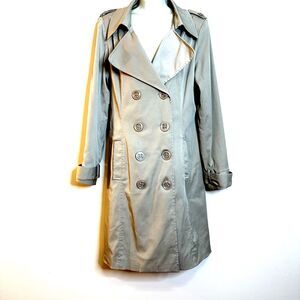 Vertigo Paris Khaki Beige Classic Double Breasted Trench Coat Women's XL No Belt